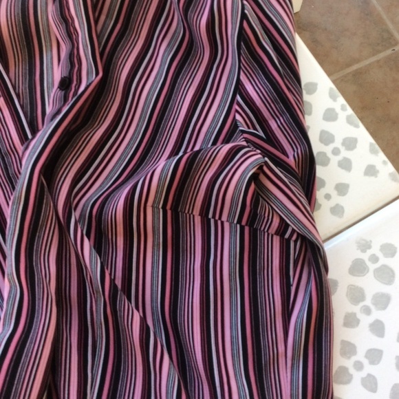 Striped Pink and Black Button Up Blouse - Picture 8 of 9